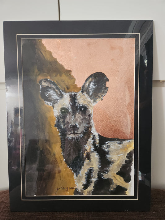 Mixed media with copper leaf - Wild Dog